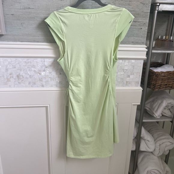 NWT w Flaw Anthropologie daily practice Montauk v-neck dress XS lime green - Picture 9 of 13